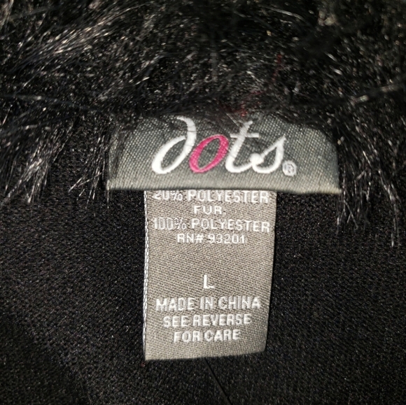 NWOT DOTS Faux Fur Collar  Cardigan Sweater Junior Large - Picture 3 of 6